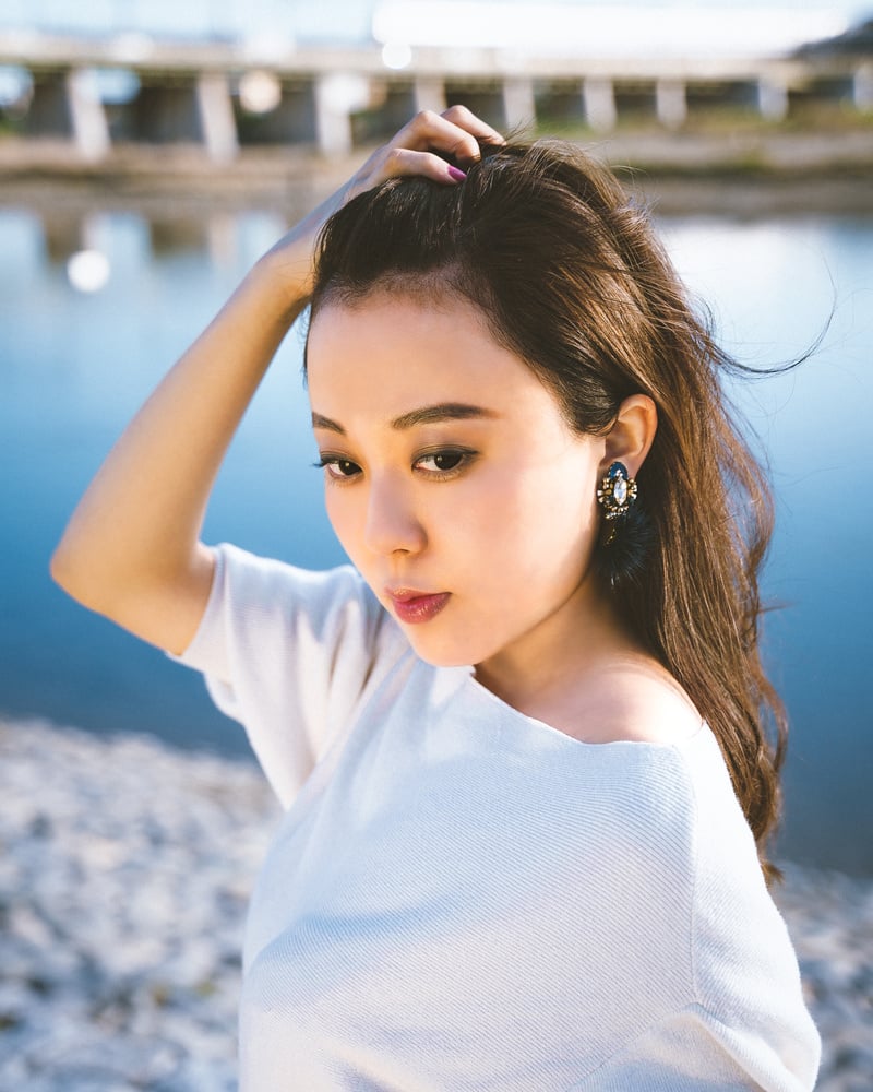 Japanese Woman Combing Up Her Hair Beside River